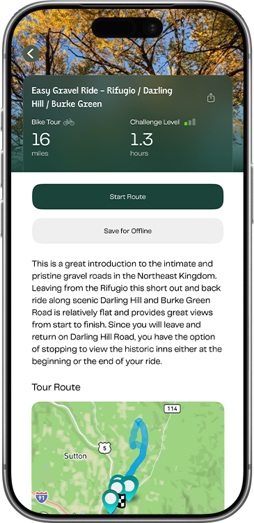 Trovare app showing turn-by-turn cycling navigation